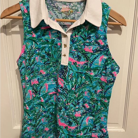 Lilly Pulitzer Tops - Lilly Pulitzer UPF 50+ Luxletic Imara Green and Blue Tropical Polo